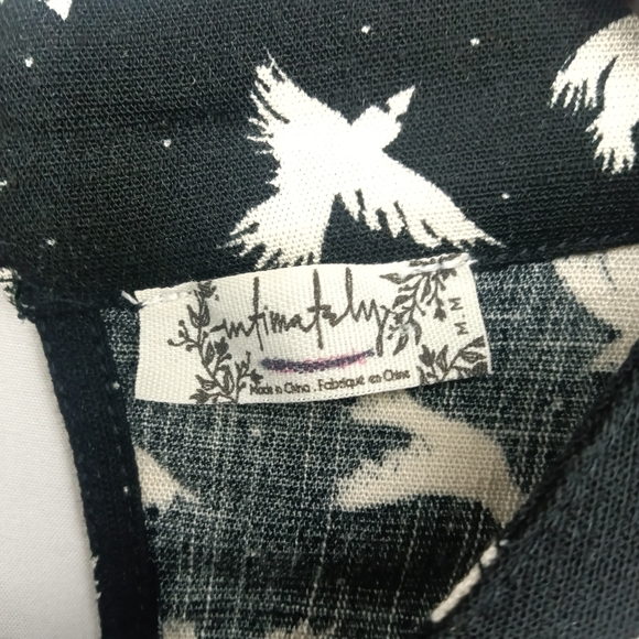NWOT Intimately Free People Billie Black Thong Bodysuit Bird Print Boho Size M - Picture 7 of 15